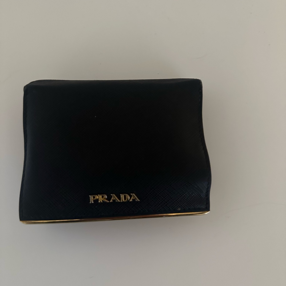 Prada Black Wallet with Gold Accents